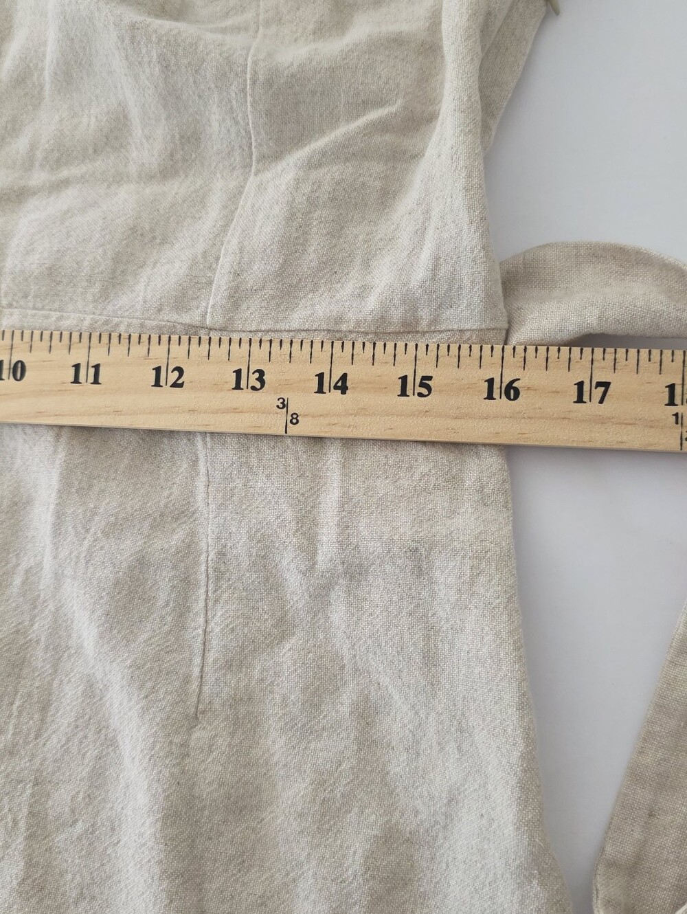 Cottagecore White Linen Mini Dress Puff Sleeve Belted Sweetheart Women 8 Coastal - Picture 11 of 11